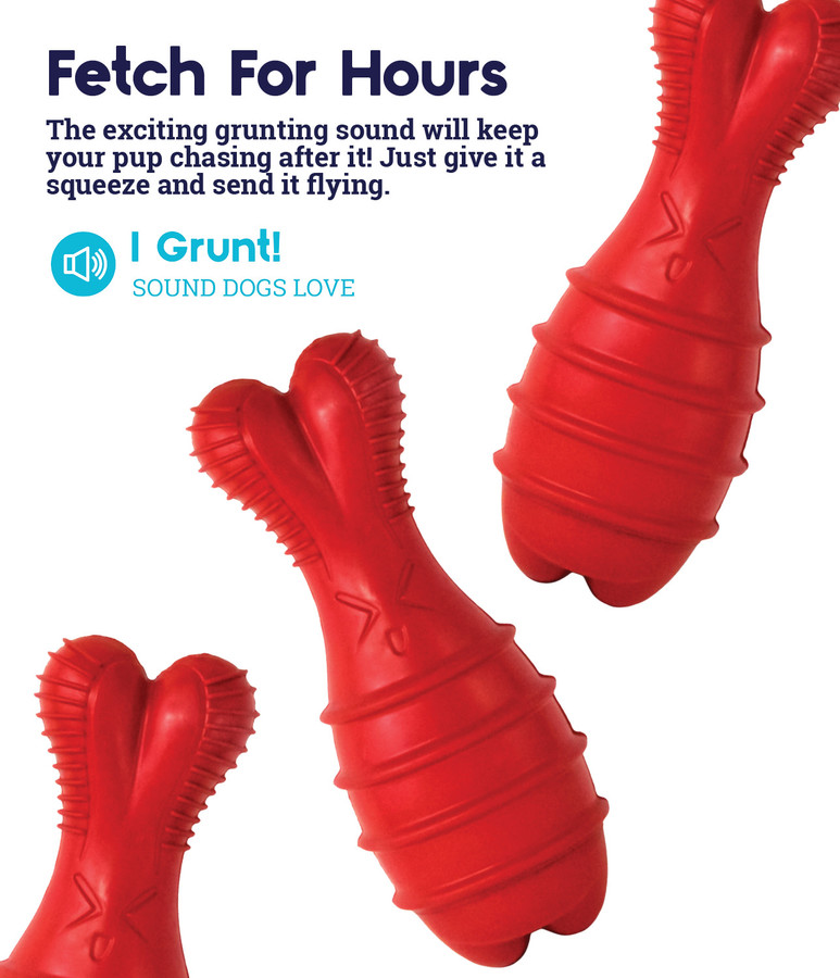 Grunt Fetch Stick Bunny Dog Toy Red