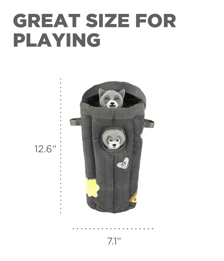 Hide A Raccoon Plush Dog Toy Puzzle Grey
