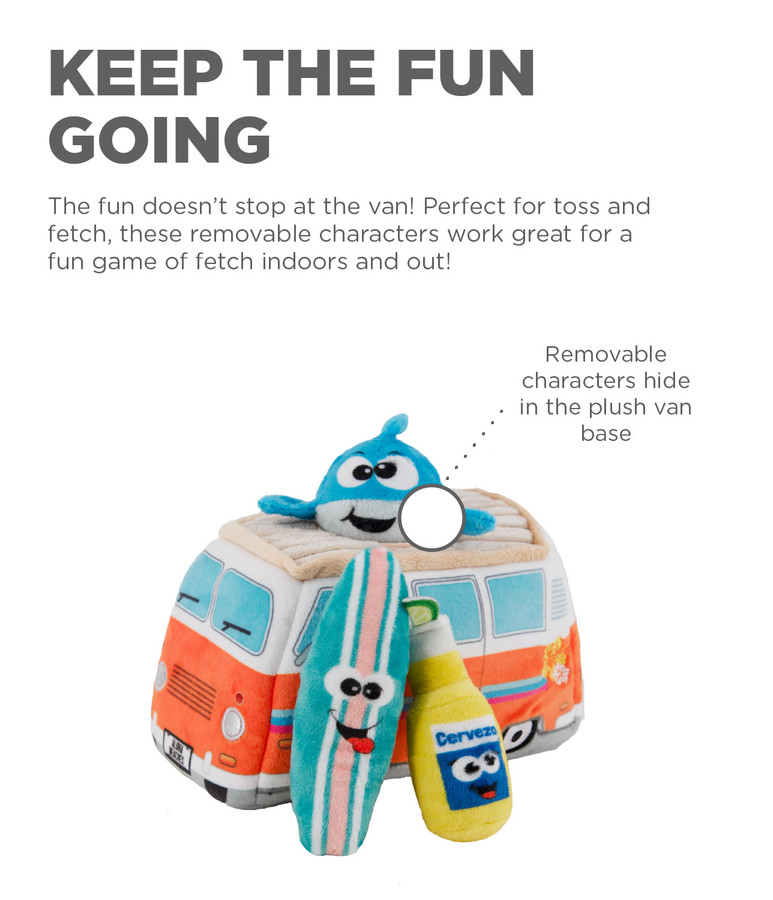 Hide A Surf Van Plush Dog Toy Puzzle Multi