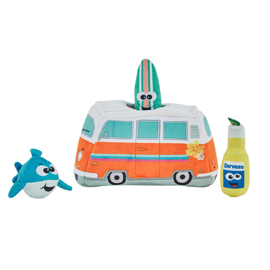 Hide A Surf Van Plush Dog Toy Puzzle Multi