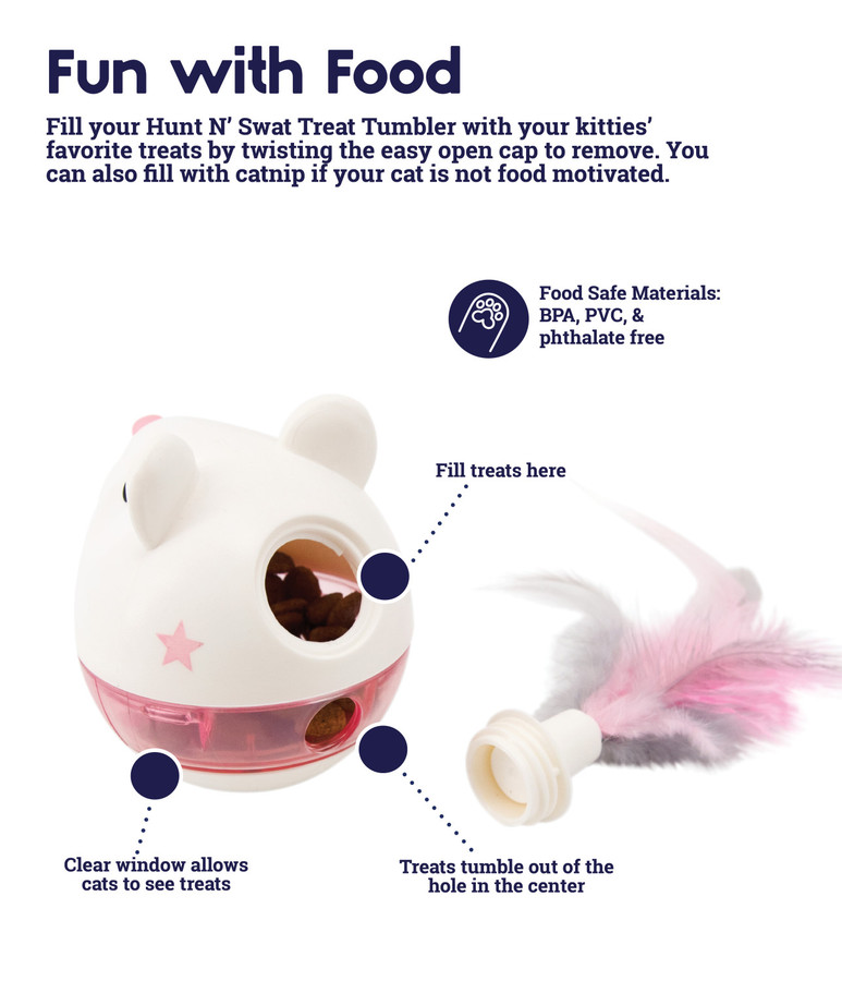 Hunt 'N Swat Treat Tumbler Cat Toy Pink