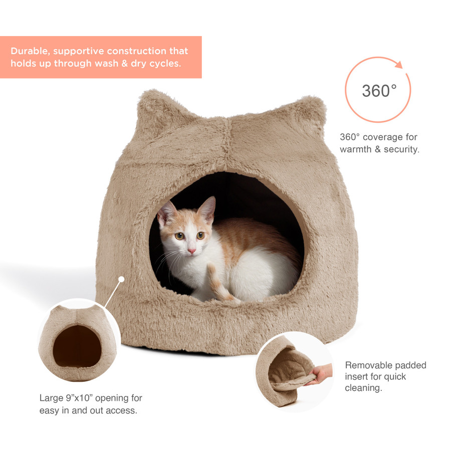 Meow Hut Fur Cat Bed 17x17