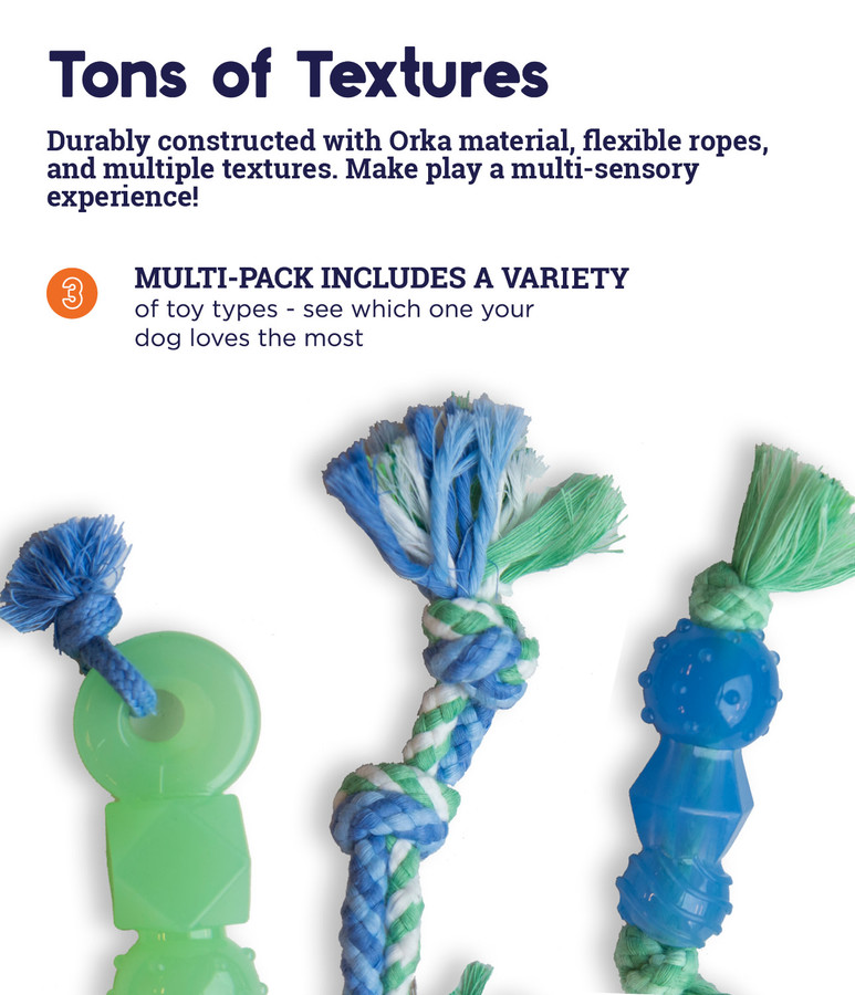 Mini Dentachew Dog Chew Toy - 3 Pack Multi