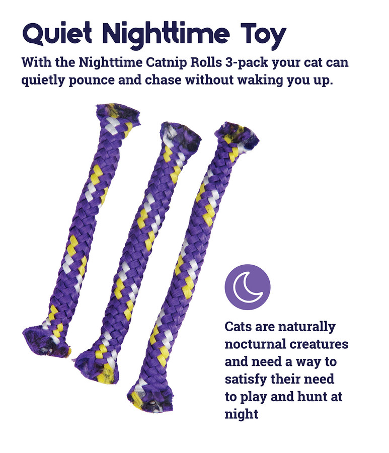 Nighttime Catnip Rolls Cat Toys- 3 Pack Multi