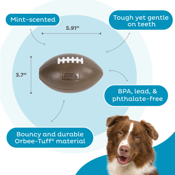 Orbee-Tuff Football Treat-Dispensing Dog Chew Toy Brown