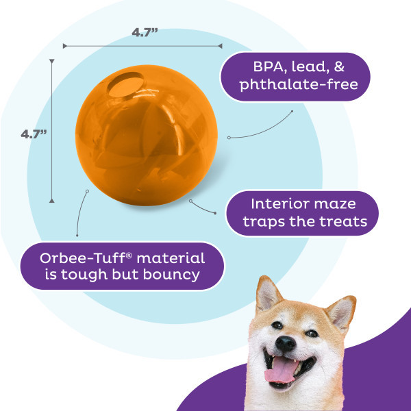 Orbee-Tuff Mazee Interactive Puzzle Dog Toy Orange