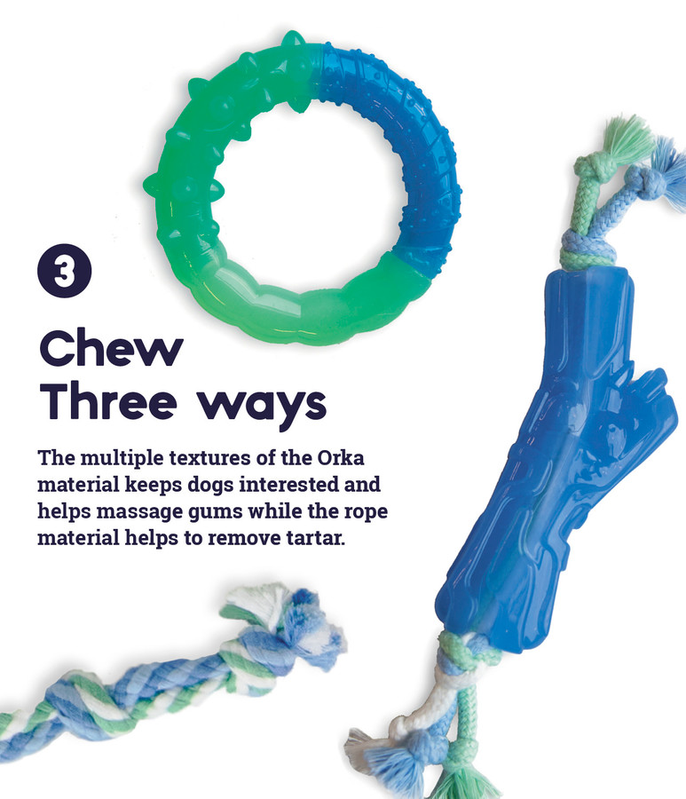 Orka Puppy Dental Chew Toys - 3 Pack Multi