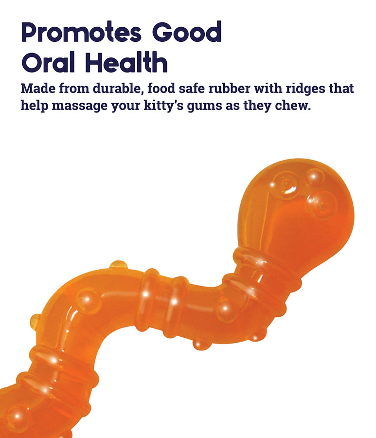 Orkakat Wiggle Worm Dental Cat Chew Toy Orange