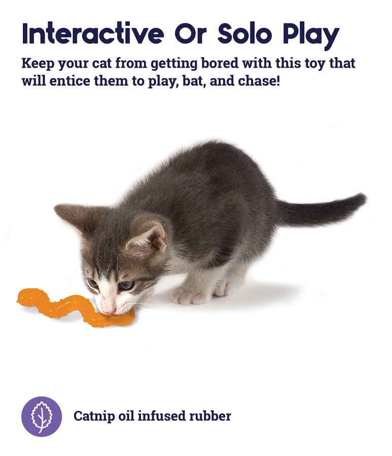 Orkakat Wiggle Worm Dental Cat Chew Toy Orange