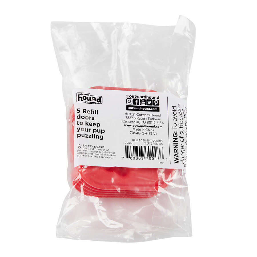 Outward Hound Nina Ottosson Extra Doors For Dog Brick Dog Puzzle - 5 Pack Red