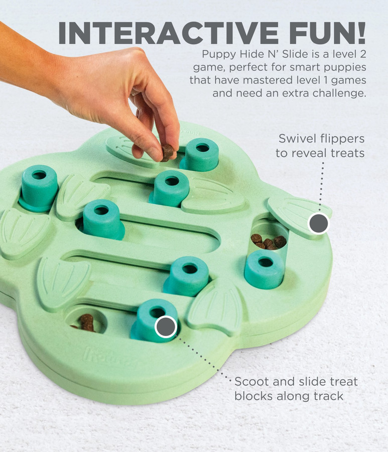 Puppy Hide N' Slide Interactive Treat Puzzle Dog Toy Green
