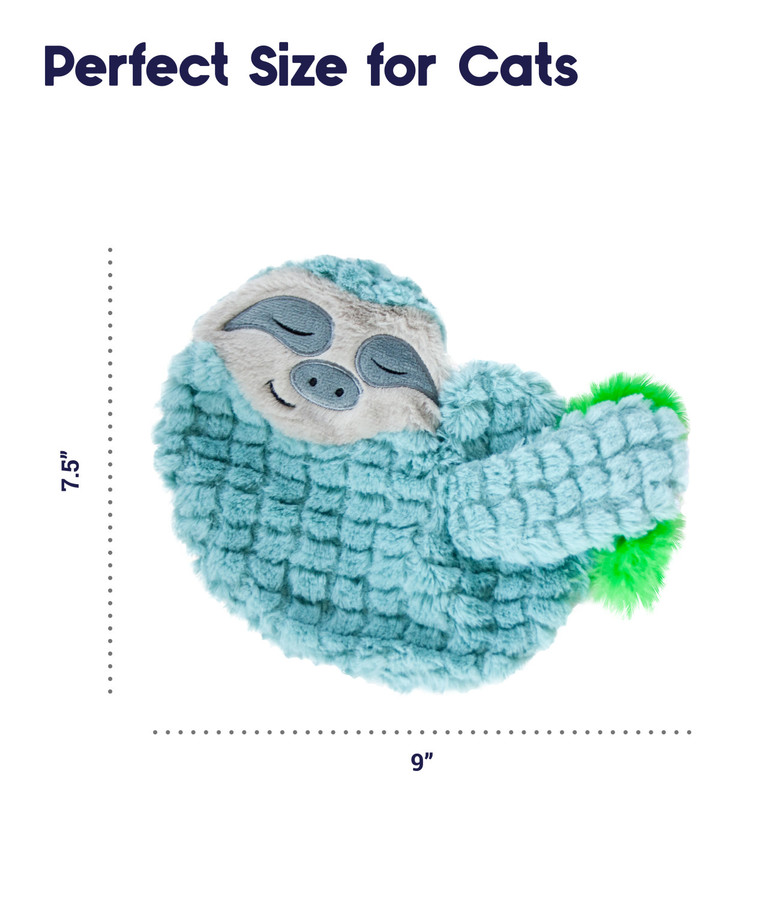 Purr Pillow Snoozin' Sloth Plush Cat Toy Green