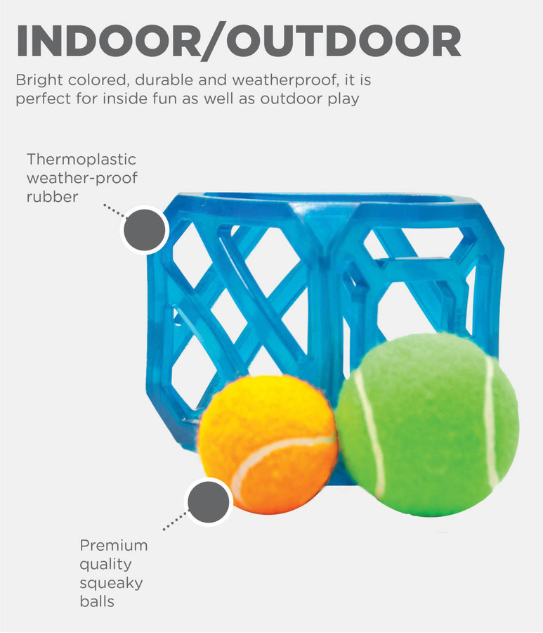Puzzle Cube Interactive Squeaky Dog Toy Blue