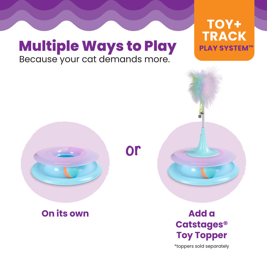 Race N' Chase Track Interactive Cat Ball Track Toy With Catnip Diffuser Purple