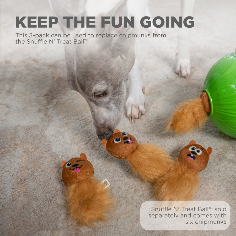 Replacement Chipmunks For Snuffle N' Treat Ball - 3 Pack Brown