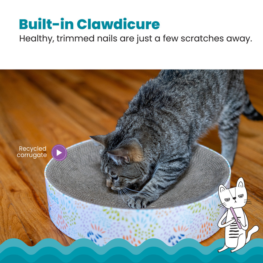 Scratch & Cuddle Corrugated Cat Scratcher And Lounger Bowl For Small Cats Mlt