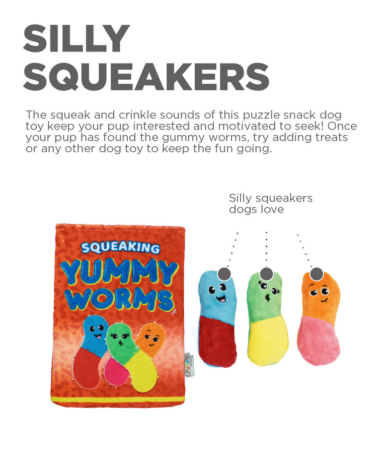 Snack Bag Yummy Worms Puzzle Dog Toy Red