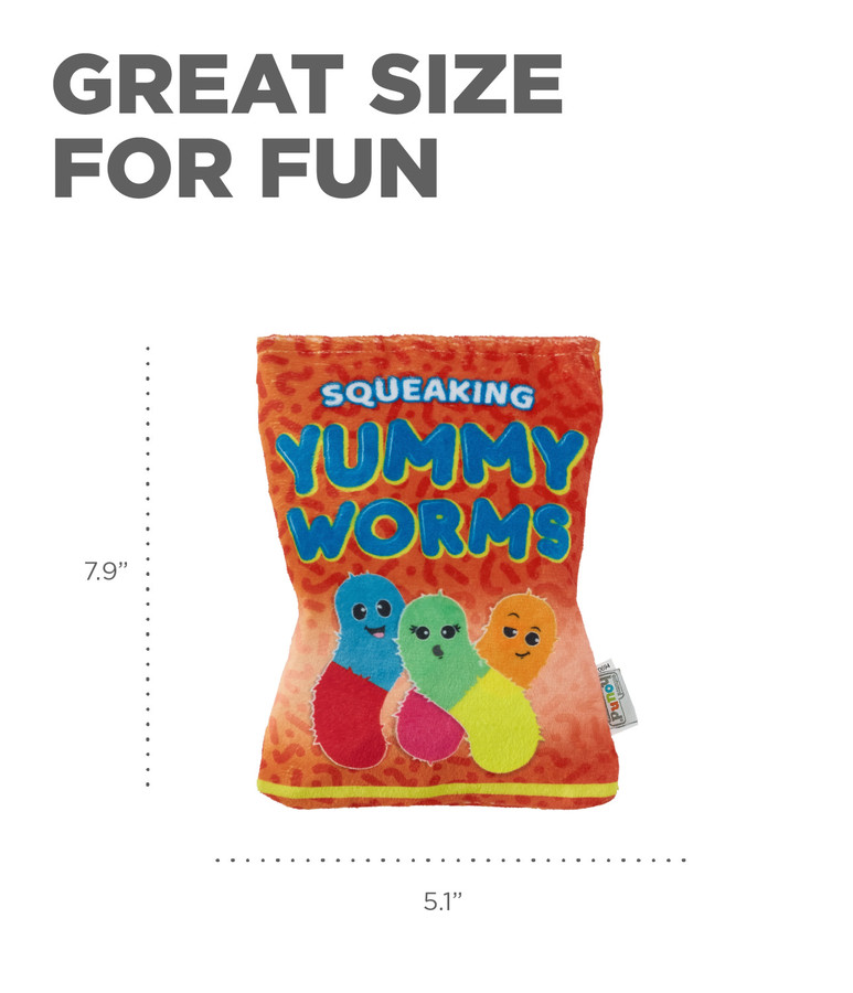 Snack Bag Yummy Worms Puzzle Dog Toy Red