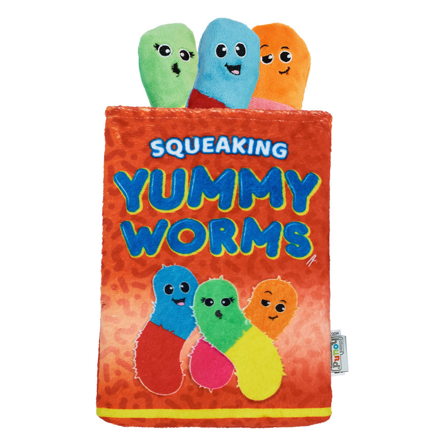 Snack Bag Yummy Worms Puzzle Dog Toy Red