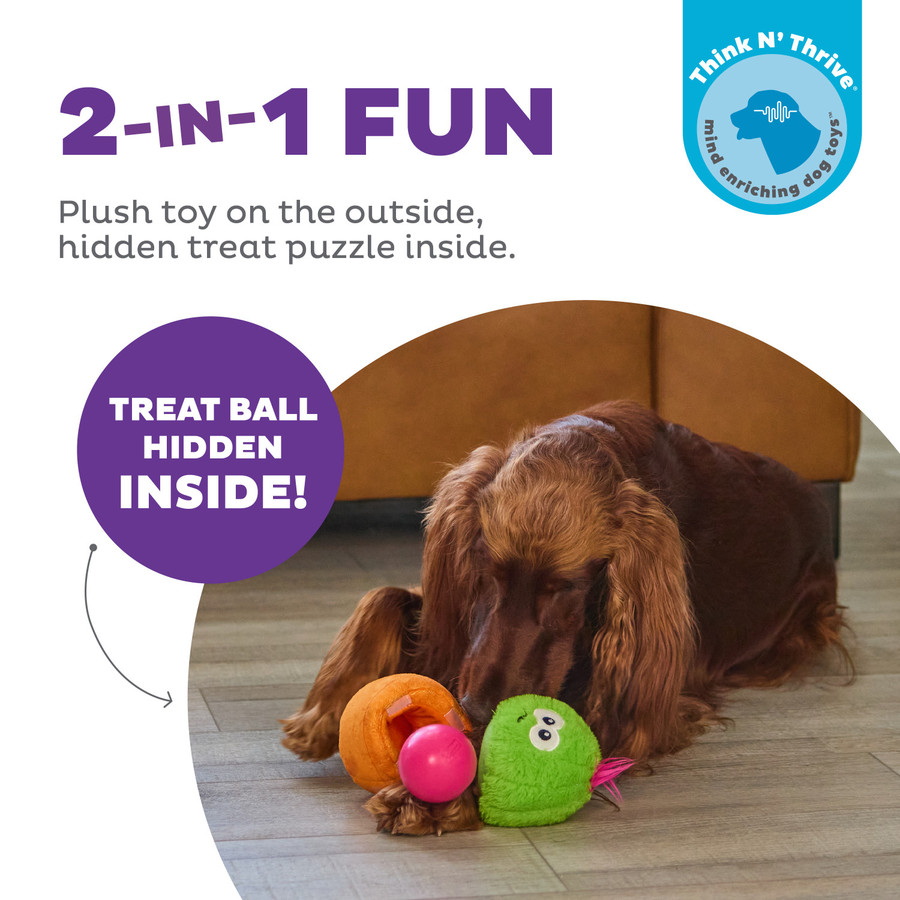 Snack Palz Interactive Plush Dog Puzzle With Treat Ball Green