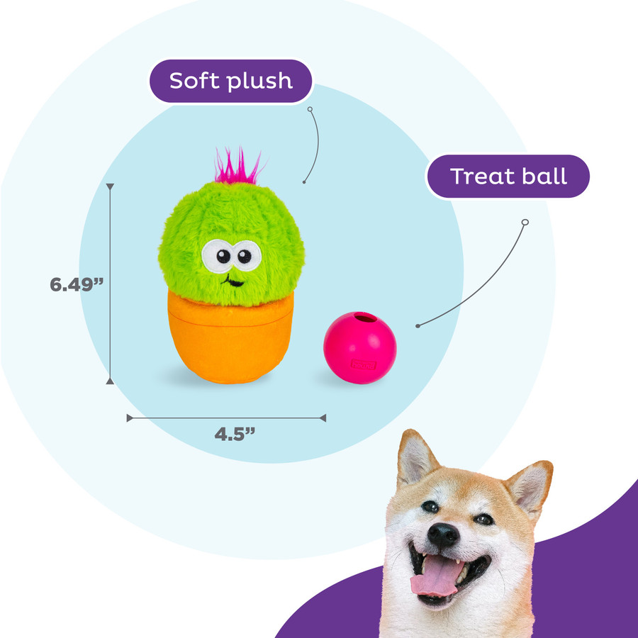 Snack Palz Interactive Plush Dog Puzzle With Treat Ball Green
