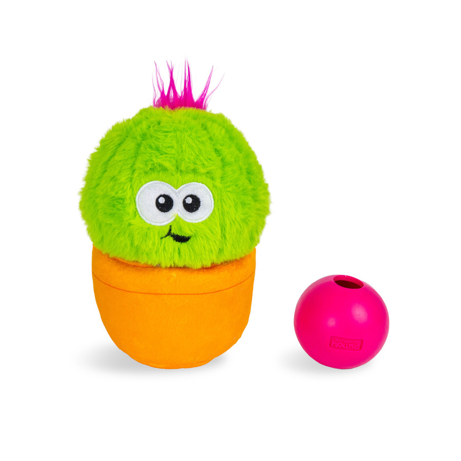 Snack Palz Interactive Plush Dog Puzzle with Treat Ball Green