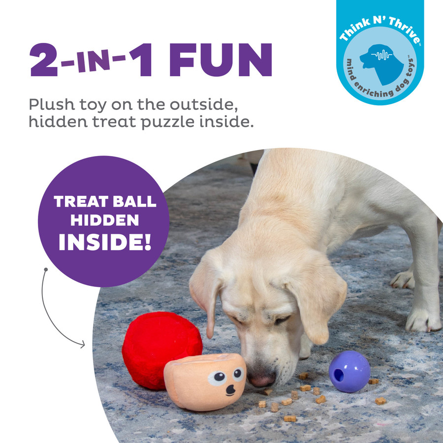 Snack Palz Interactive Plush Dog Puzzle With Treat Ball Multi