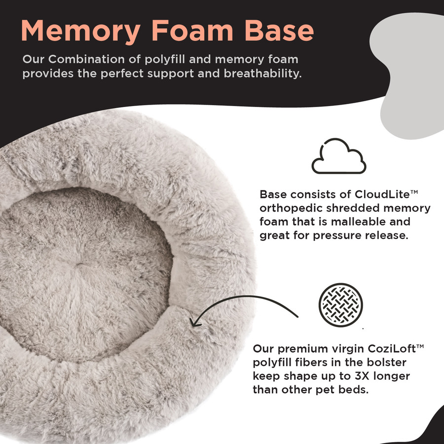 SnuggleSoft Faux Fur Pet Bed Brown 23X23