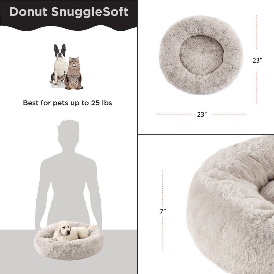 SnuggleSoft Faux Fur Pet Bed Brown 23X23