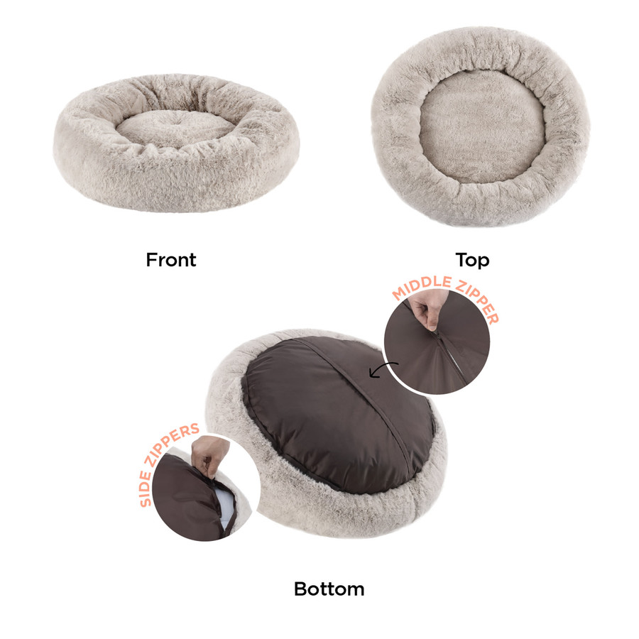 SnuggleSoft Faux Fur Pet Bed Brown 30X30