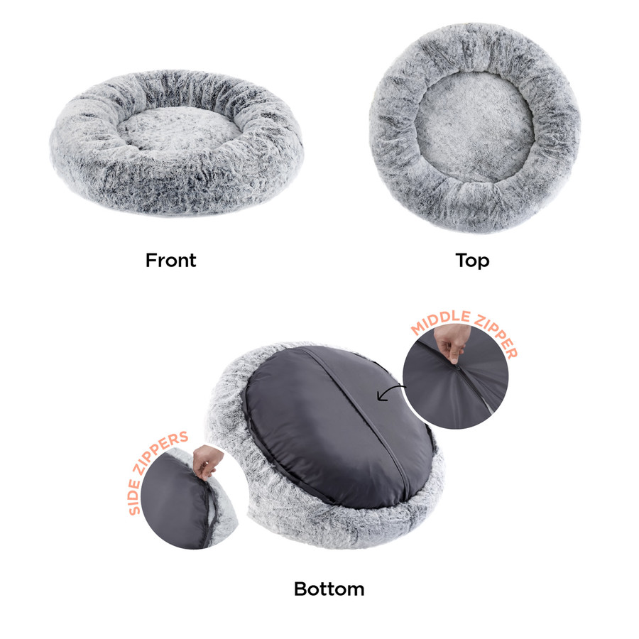 SnuggleSoft Faux Fur Pet Bed Grey 30X30