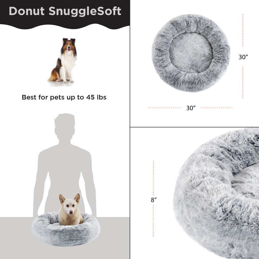 SnuggleSoft Faux Fur Pet Bed Grey 30X30