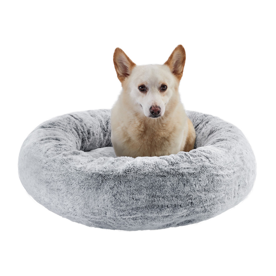 SnuggleSoft Faux Fur Pet Bed Grey 30X30
