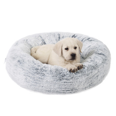 SnuggleSoft Faux Fur Pet Bed Grey