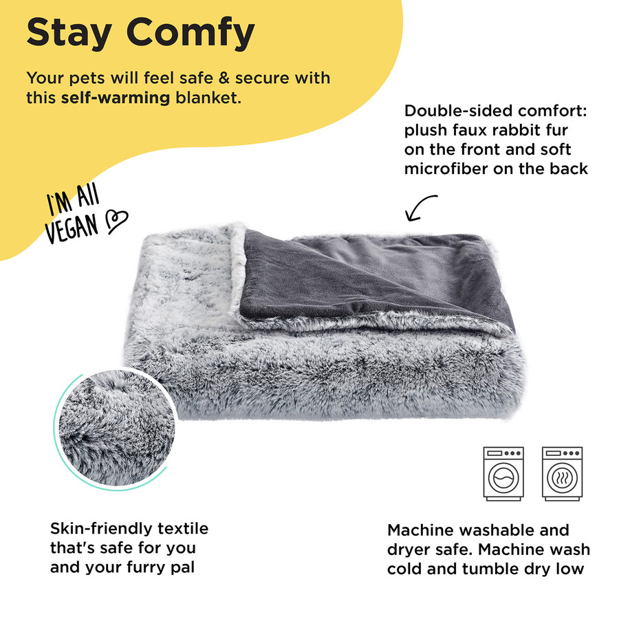 SnuggleSoft Faux Fur Pet Blanket Grey 30X40