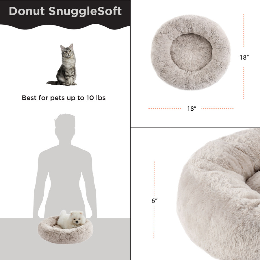 SnuggleSoft Faux Fur Small Pet Bed Brown 18X18