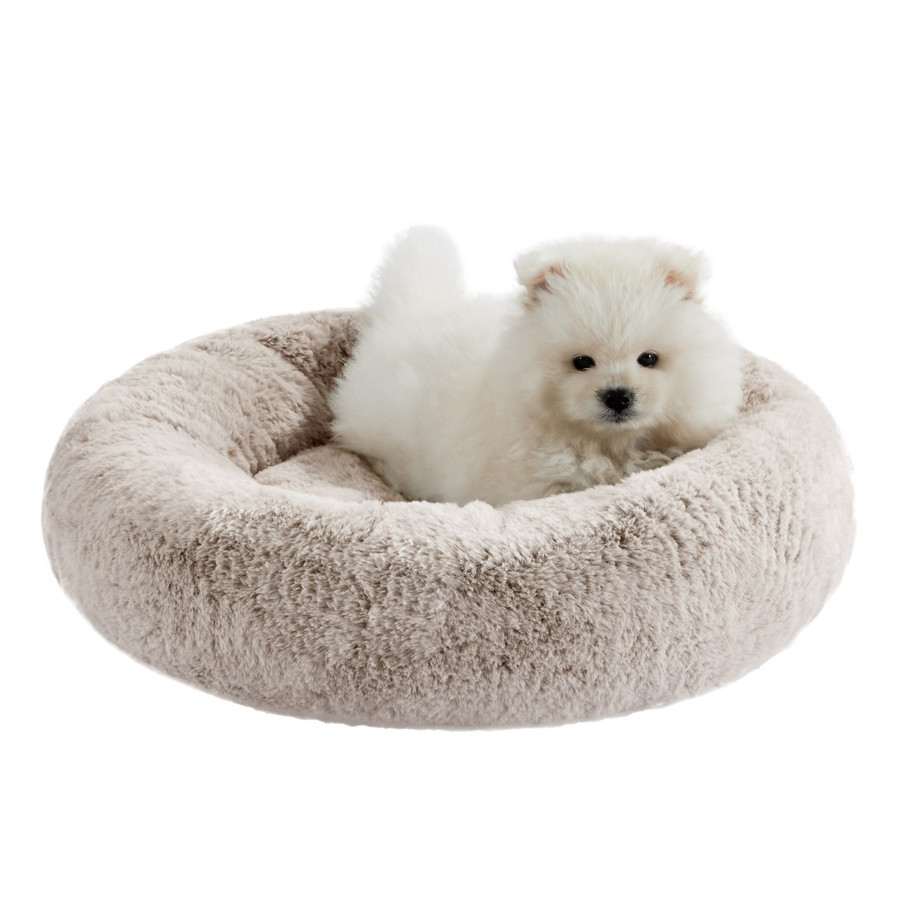 SnuggleSoft Faux Fur Small Pet Bed Brown 18X18