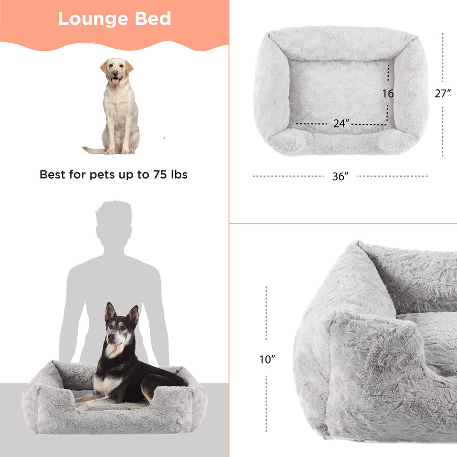 Soothe & Snooze Lounge Lux Dog Bed Grey 36X27