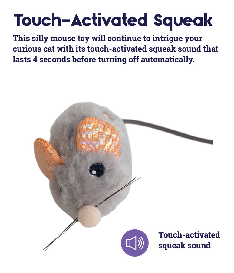 Squeak Squeak Mouse Plush Cat Toy Grey