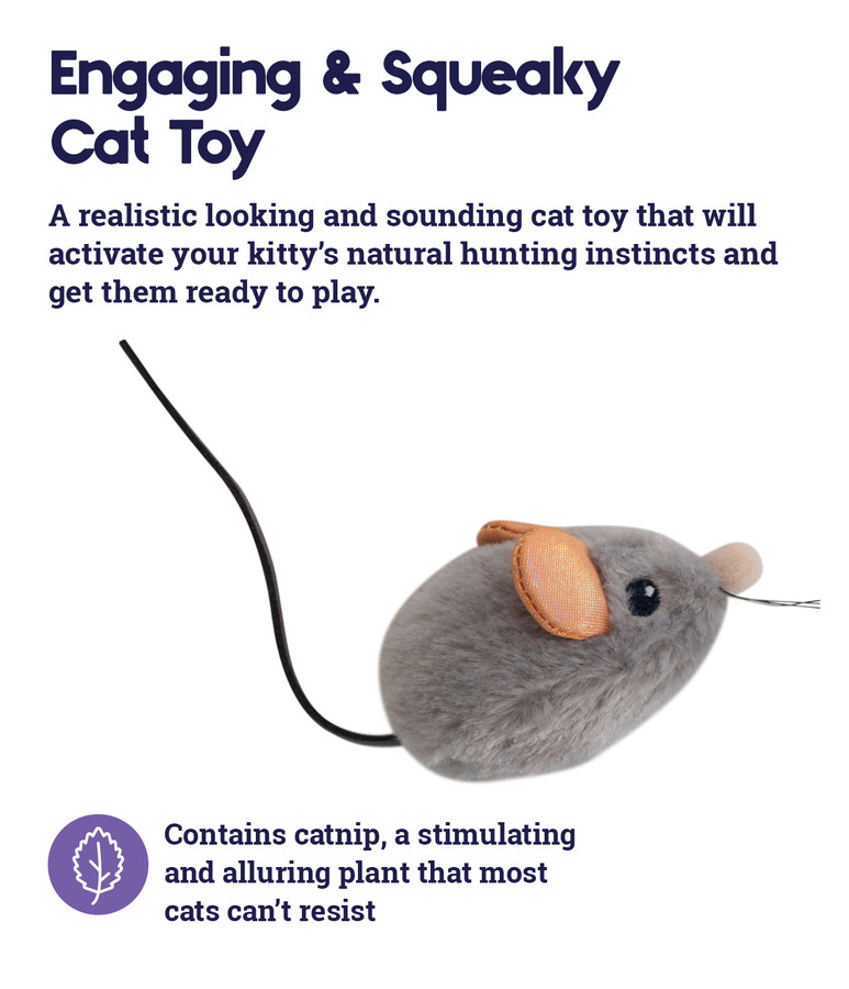 Squeak Squeak Mouse Plush Cat Toy Grey