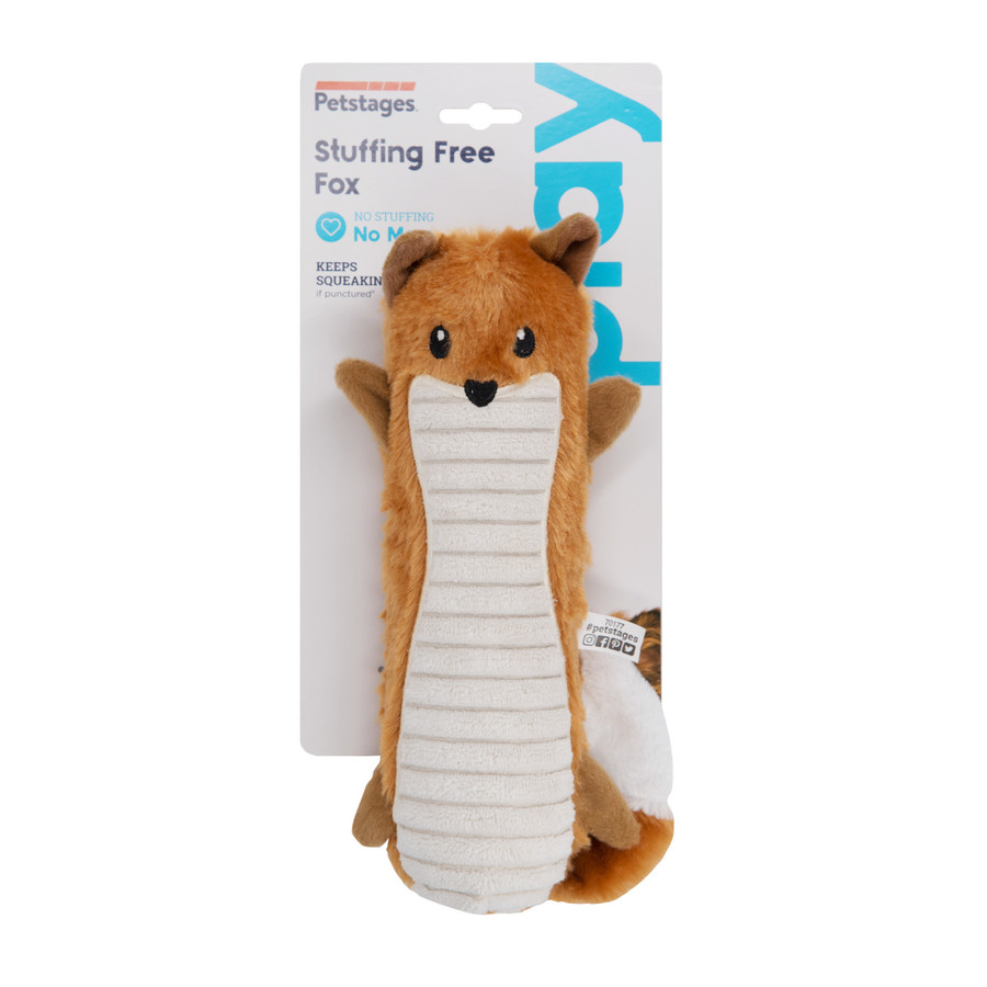 Stuffing-Free Big Squeak Fox Plush Dog Toy Orange Medium
