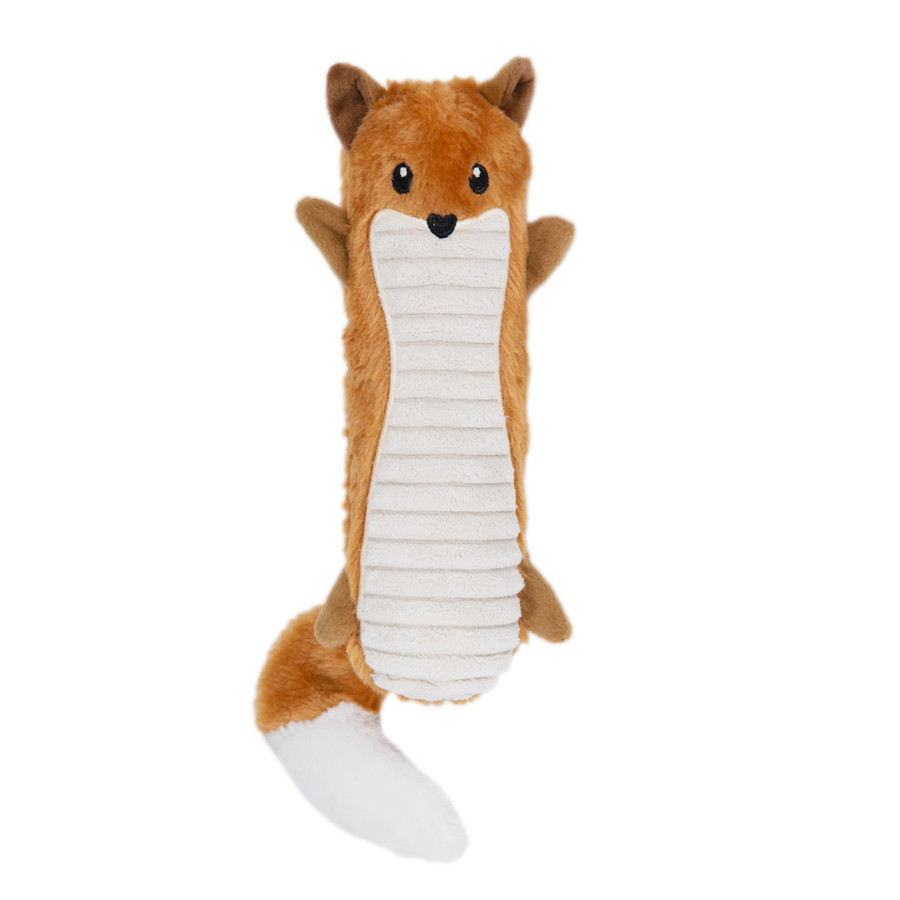 Stuffing-Free Big Squeak Fox Plush Dog Toy Orange Medium