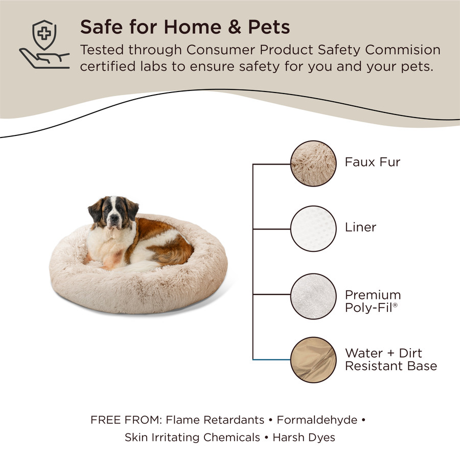 The Original Calming Donut Shag Cat & Dog Bed