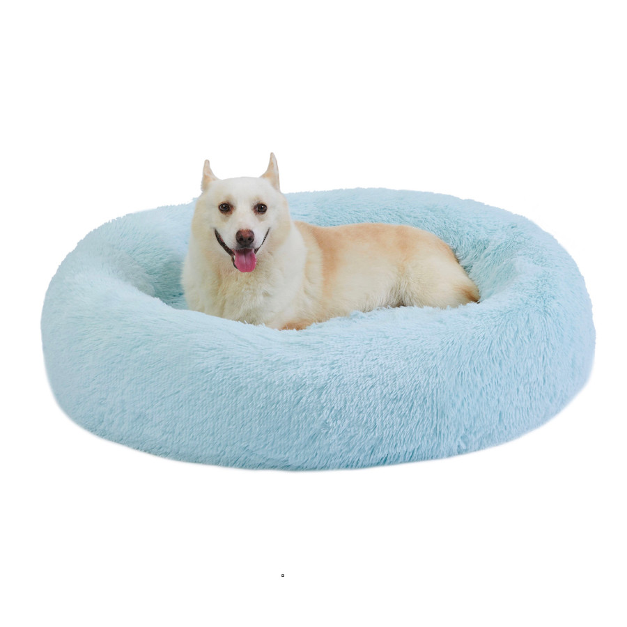 The Original Calming Shag Donut Dog Bed Baby Blue 36X36