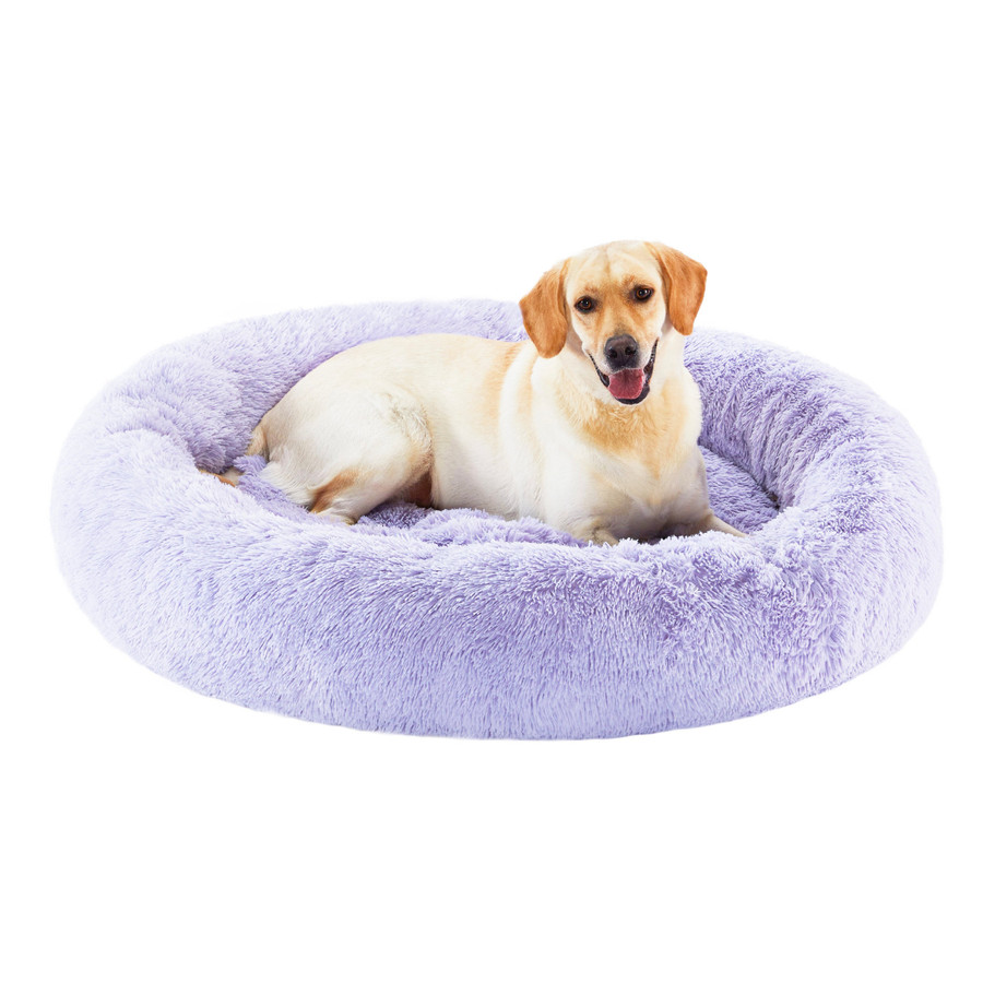 The Original Calming Shag Donut Dog Bed Lavender 45X45