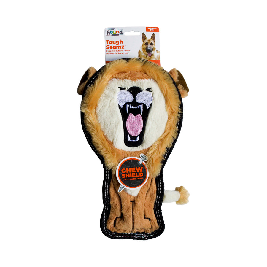 Tough Seamz Lion Plush Dog Toy Tan Medium