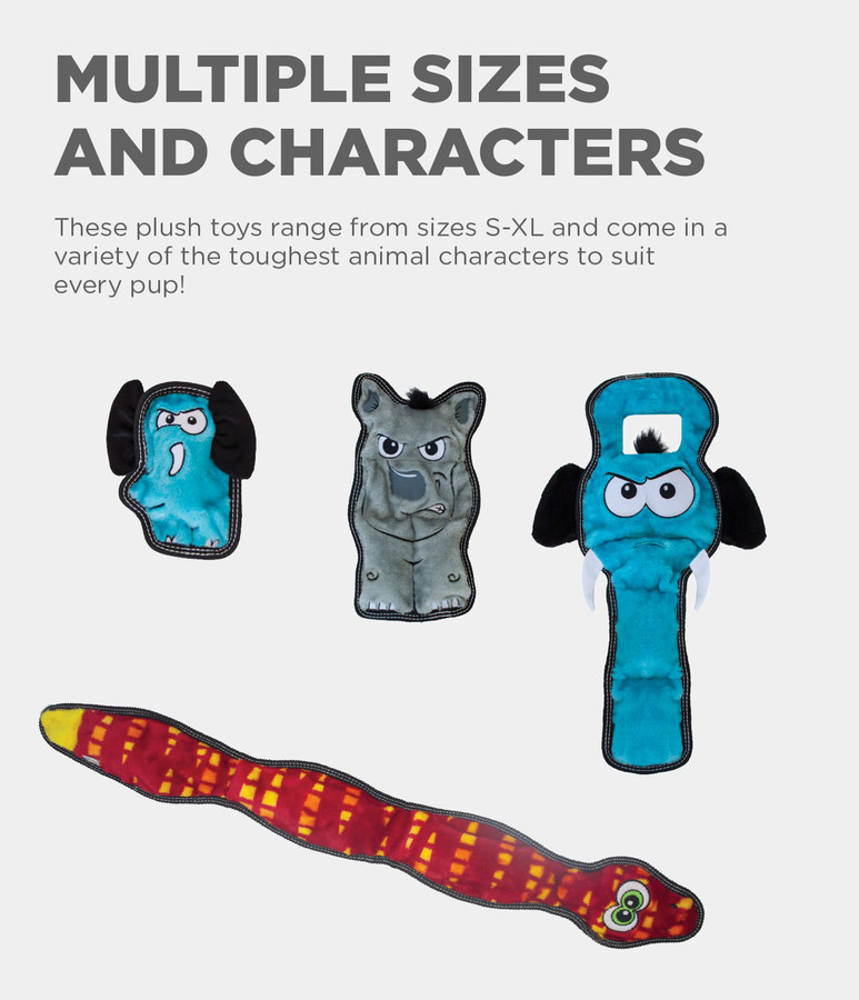 Tough Seamz Plush Dog Toy Elephant