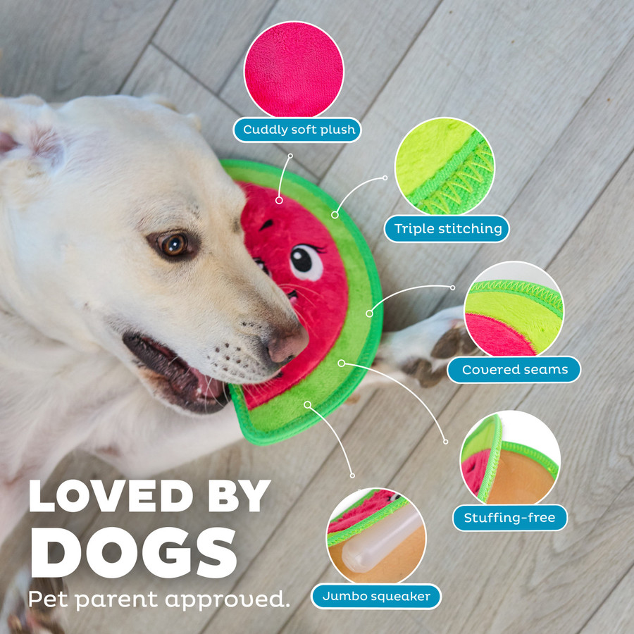 Tough Skinz Durable Dog Toy With Two Tough Layers Watermelon Red Medium Red