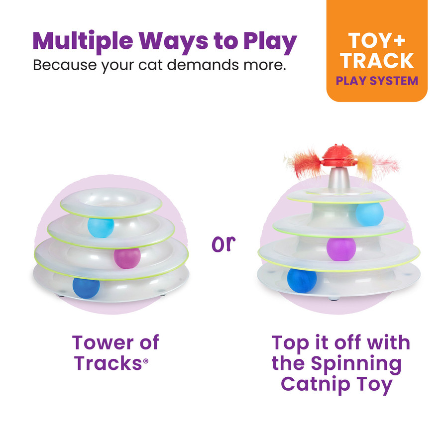 Tower Of Tracks And Spinning Catnip Toy Cat Ball Track