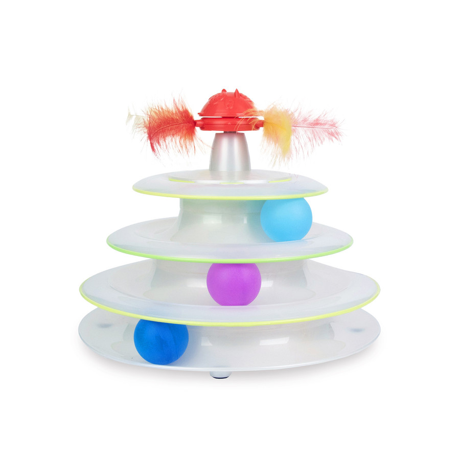Tower of Tracks and Spinning Catnip Toy Cat Ball Track